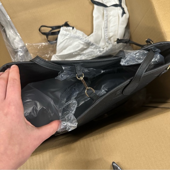 New Ruby Ribbon Black Logo Embossed Faux Leather Tote Bag - Picture 5 of 5